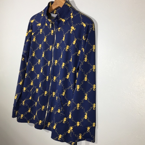 Seahorse Novelty Print Jacket Navy Gold UPF 50 - L - Picture 11 of 16